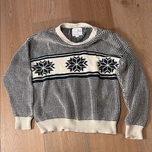 Brunswick Green & Cream Cable Knit Sweater sz M